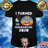 I turned 42 in quarantine tee birthday 2020 sunset men women T-Shirt