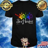 Mens Jimi Hendrix Official Live in Maui Rainbow Guitar Shirt