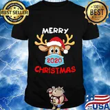 Merry Christmas 2020 Quarantine Christmas Reindeer Mask T-Shirt