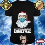 Merry Quarantine Christmas Santa Mask Funny Xmas Gift T-Shirt