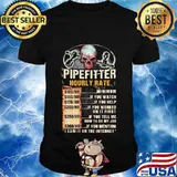 Pipefitter hourly rate skull halloween shirt