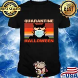Quarantine Halloween 2020 Trick or Treat six feet Black Cat T-Shirt