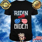 Ridin with joe biden glass american flag shirt