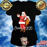 Santa Wear Face Mask And Toilet Paper Bag Christmas 2020 Shirt Ladies tee