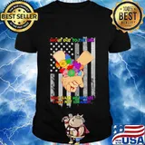 Shout out to the girl who made me realize i was not straight flowers american flag black shirt