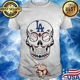 Skull Los Angeles LA Dodgers Logo Baseball Shirt