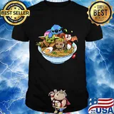 Stitch toothless baby yoda and baby groot in noodle shirt