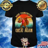 Thanksgiving Great Again Trump President Turkey Dabbing Vintage Retro Shirt