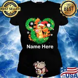 Tigger mickey mouse name here christmas s Ladies tee