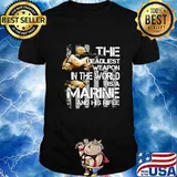 Veteran the deadliest weapon in the world is a marine and his rifle american flag shirt