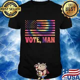 Vote, Man! Cool Fun Retro Hippy Tie Dye Election USA Flag T-Shirt