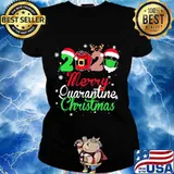 2020 merry quarantine christmas santa s Ladies tee