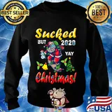 2020 sucked but yay christmas funny santa wearing mask s Sweater