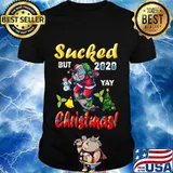2020 sucked but yay christmas funny santa wearing mask shirt