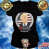 45 Forever President Trump Appreciation Pro Freedom Patriot American Flag Shirt Ladies tee