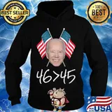 46 45 President Joe Biden Greater Than Donald Trump American Flag Shirt Hoodie