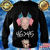 46 45 President Joe Biden Greater Than Donald Trump American Flag Shirt Sweater