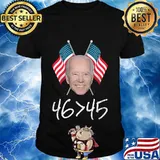 46 45 President Joe Biden Greater Than Donald Trump American Flag Shirt