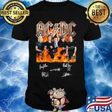 Acdc band fire signatures shirt