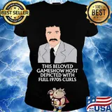 Alex trebek this beloved game show host depicted with full 1970s curls s Ladies tee
