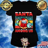 Among us santa merry christmas vintage retro s Ladies tee
