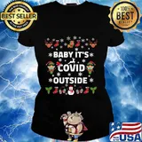 Baby it's covid outside 2020 funny christmas pajama s Ladies tee