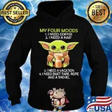 Baby yoda my four moods i need coffee i need a nap vacation duct tape rope and a shovel s Hoodie