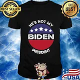 Biden he’s is not my president distressed circle flag shirt