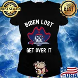 Biden Lost Get Over It Skull Shirt Ladies tee