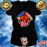 Blood inside superman dad american flag s Ladies tee