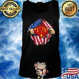 Blood inside superman dad american flag s Tank top