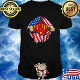 Blood inside superman dad american flag shirt