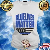 Blue Lives Matter Thin Blue Line Flag Patriotic Police Shirt Ladies tee