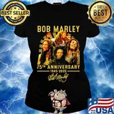 Bob marley 75th anniversary 1945 2020 signature s Ladies tee