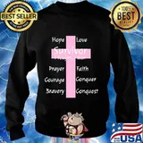 Cancer survivor pink cross featuring christian support s Sweater