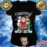 Christmas 2020 santa claus and friends wearing mask s Ladies tee