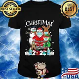 Christmas 2020 santa claus and friends wearing mask shirt