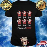 Christmas Teacher Life 2020 Cute Santa Claus Wearing Mask Wrong Shirt