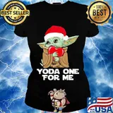 Christmas yoda one for me heart s Ladies tee