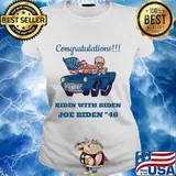 Congratulations Ridin With Biden Joe Biden 46 American Flag Shirt Ladies tee