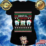 Dental Squad Teeth In Mask Christmas Quarantine Ugly Christmas Shirt Ladies tee