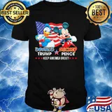 Donald duck trump and mickey mouse pence keep america great usa flag shirt