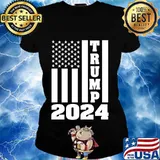 Donald Trump 2024 American Flag Election Shirt Ladies tee