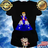 Donald Trump Takes A Walk American Flag Shirt Ladies tee
