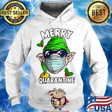 Elf wearing mask funny merry quarantine s Hoodie