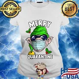 Elf wearing mask funny merry quarantine s Ladies tee