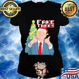 Fake trees us president donald trump ugly christmas s Ladies tee