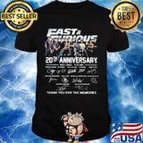 Fast and furious 20th anniversary 2001 2021 9 films thank for the memories signatures shirt
