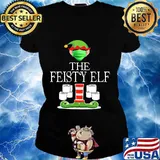 Feisty elf wearing mask toilet paper christmas s Ladies tee