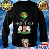 Feisty elf wearing mask toilet paper christmas s Sweater
